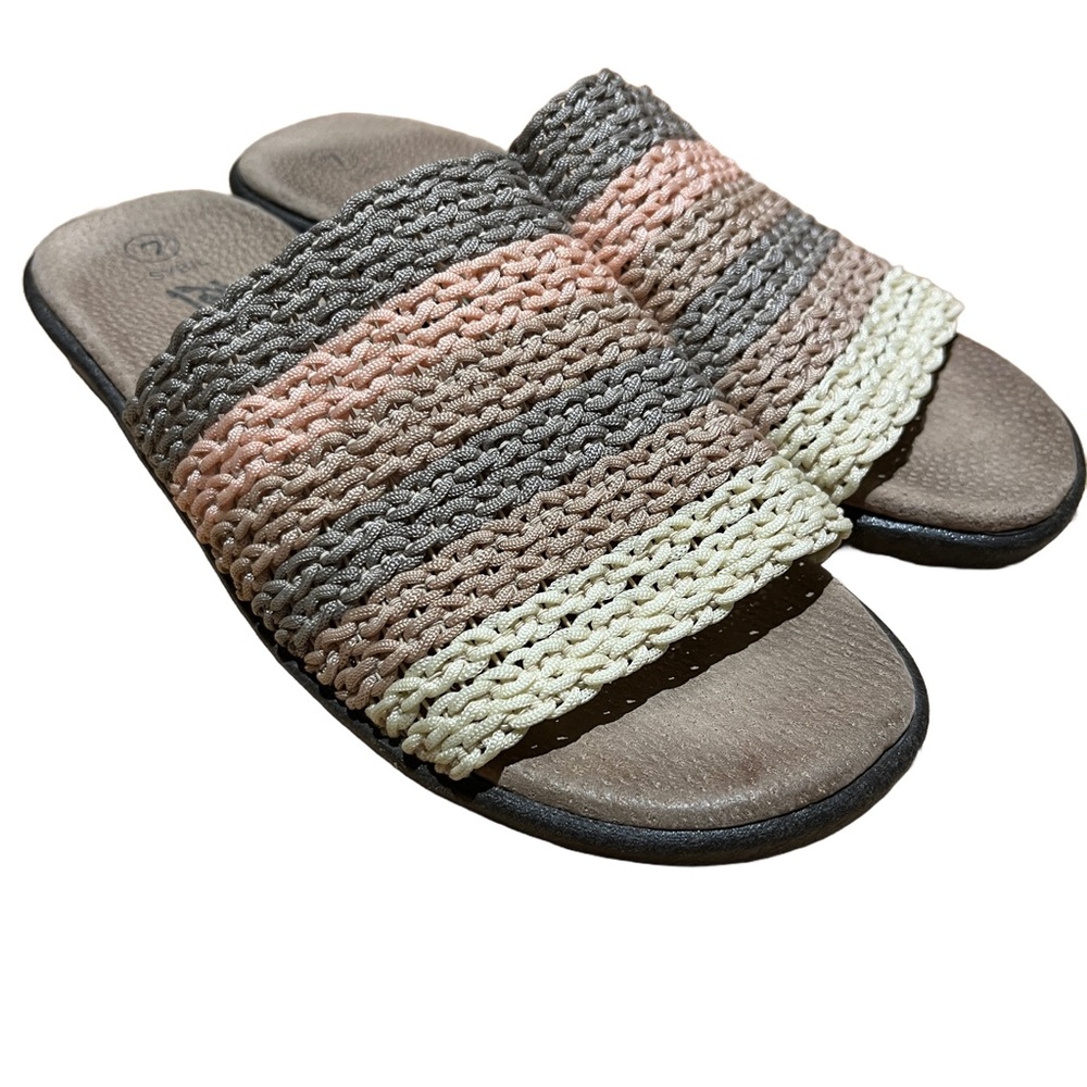 Penman’s “Sybil” Slide Sandals – Size 7 – Leather Insole – Earth Tones, wide